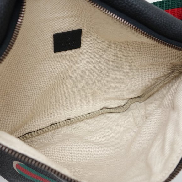 Gucci Print Logo Belt Bag Sherry Line Body Bag Leather Black - Picture 6 of 7